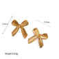 18K Gold Stainless Steel Striped Bow Knot Earrings