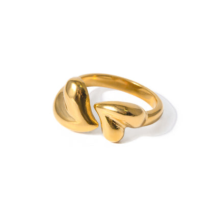 18K Gold Stainless Steel Asymmetric Heart Open Ring