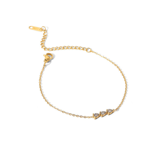 18k Gold with Teardrop Zircon Pendant Bracelet