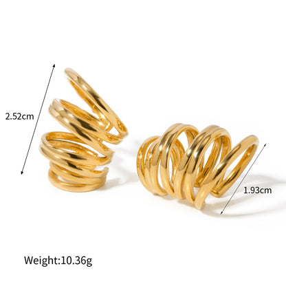 18K Gold Stainless Steel Simple Multi-Layer Ear Cuff