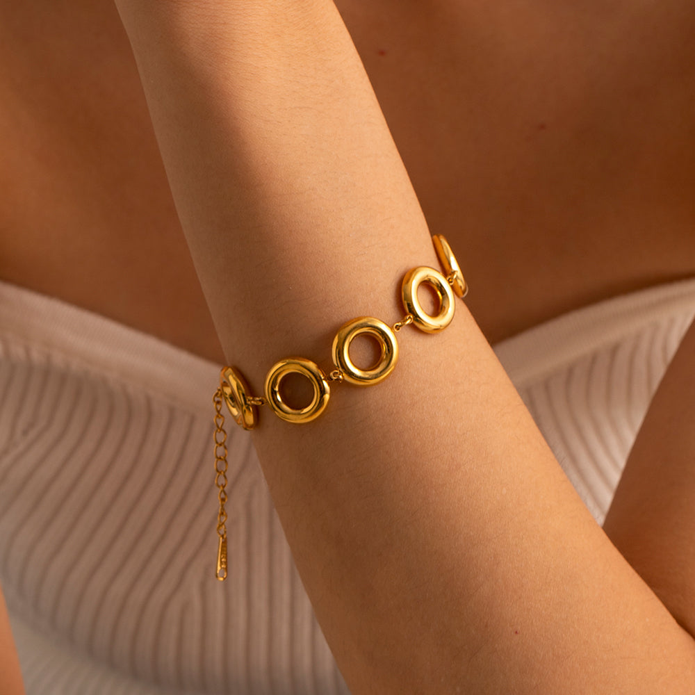 18k Gold Stainless Steel Circle Bracelet