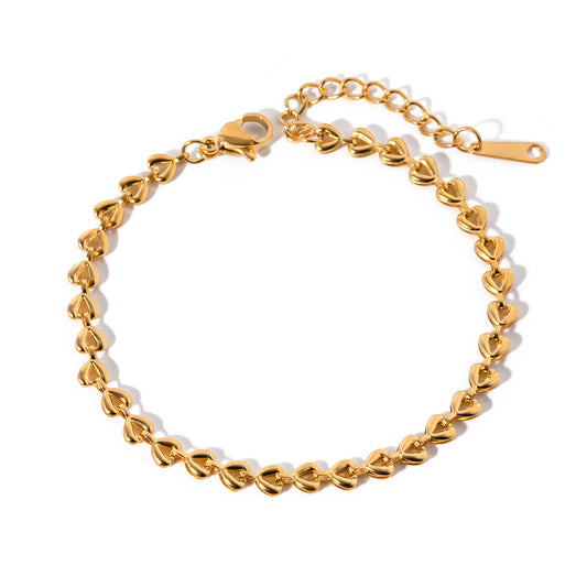 18K Gold Stainless Steel Hollow Heart Weave Bracelet