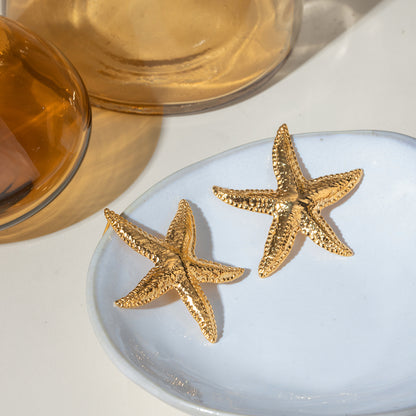 18K Gold Stainless Steel Starfish Earrings