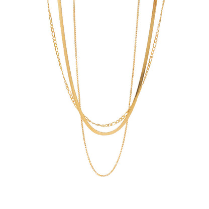 Triple-Layer Blade Chain Figaro Necklace