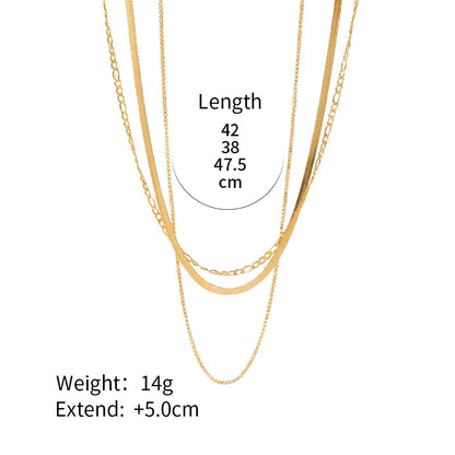 Triple-Layer Blade Chain Figaro Necklace